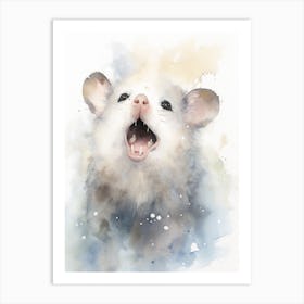 Light Watercolor Painting Of A Nocturnal Possum 3 Art Print