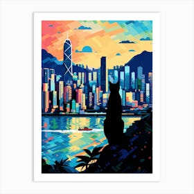 Shenzhen China Skyline With A Cat 2 Art Print