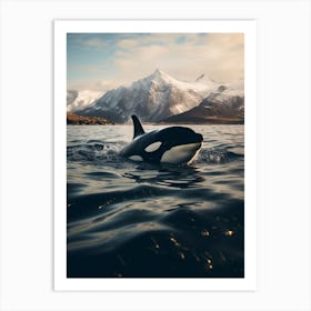 Icy Mountain Realistic Photography Orca Whale1 Art Print