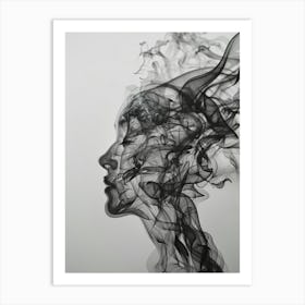 Smoke Portrait Of A Woman 3 Art Print