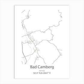 Bad Camberg,Germany Minimalist Map Art Print