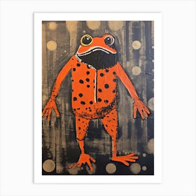 Frog, Woodblock Animal  Drawing 3 Art Print