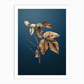 Gold Botanical Eastern Poison Ivy on Dusk Blue n.1130 Art Print