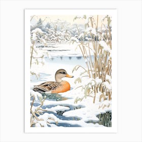 Winter Bird Painting Mallard Duck 3 Art Print