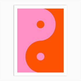 Yin Yang Pink And Orange Art Print