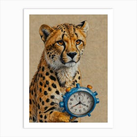 Cheetah Clock Art Print