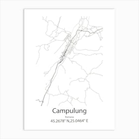 Campulung Moldovenesc,Romania Minimalist Map Poster