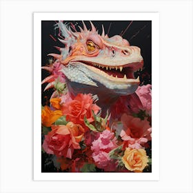 Dragon With Roses Art Print