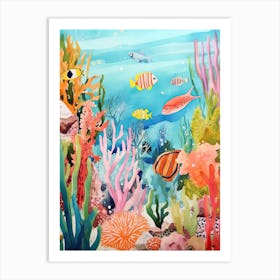 Coral Reef Watercolor Painting Art Print