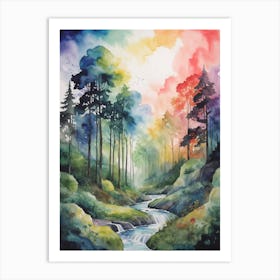 Watercolor Of A Forest 2 Art Print