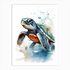Baby Turtle Watercolour Nursery 3 Art Print