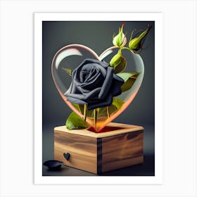 Black Rose In A Glass Box Art Print