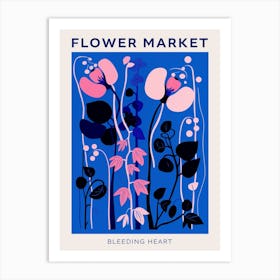 Blue Flower Market Poster Bleeding Heart Dicentra 1 Art Print