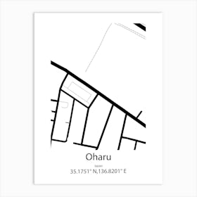 Oharu,Japan Minimalist Map Art Print