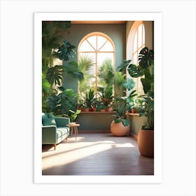 Living Room With Plants Art Print