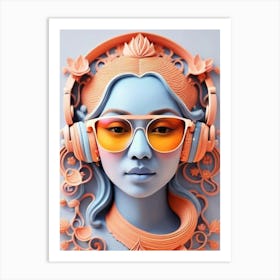 Woman With Headphones 36 Art Print