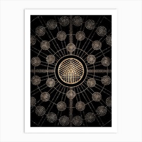 Geometric Glyph Radial Array in Glitter Gold on Black n.0007 Art Print