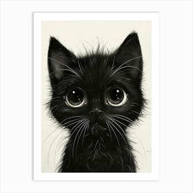 Cute Black Kitten Art Print