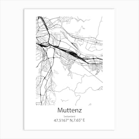 Muttenz,Switzerland Minimalist Map Art Print