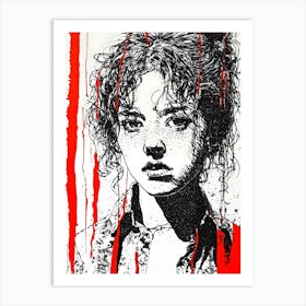 Girl With Blood On Her Face Art Print