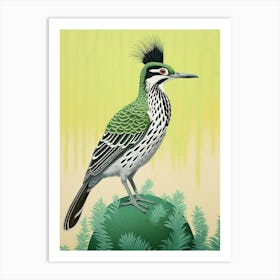 Ohara Koson Inspired Bird Painting Roadrunner 1 Art Print