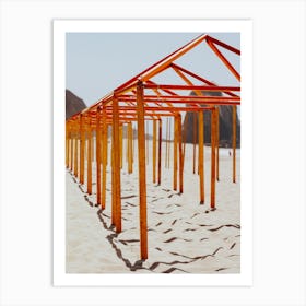 The Yellow Summer Beach Poles Portugal Travel Art Print