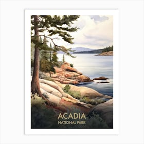 Acadia National Park Watercolour Vintage Travel Poster 4 Art Print