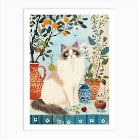 Ragdoll Cat Storybook Illustration 1 Art Print