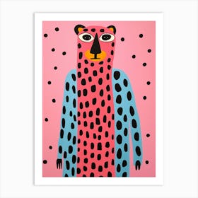 Pink Polka Dot Panther Art Print