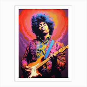 Jimi Hendrix Neon Lights 4 Art Print