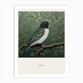 Ohara Koson Inspired Bird Painting Robin 2 Poster Art Print