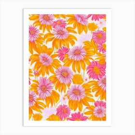 Yellow Coneflower Floral Print Warm Tones 1 Flower Art Print