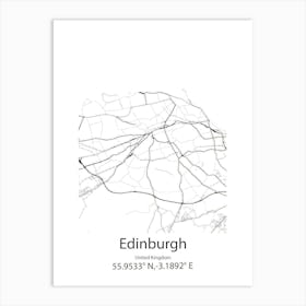 Edinburgh,United Kingdom Minimalist Map Art Print