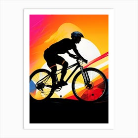 Silhouette Of A Mountain Biker Art Print