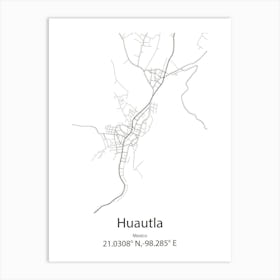 Huautla,Mexico Minimalist Map Art Print