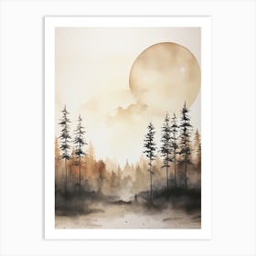 Watercolour Painting Of Bialowieza Forest   Poland And Belarus0 Art Print