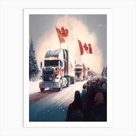 Deplorables Truckers Convoy - Canadian Flags Art Print