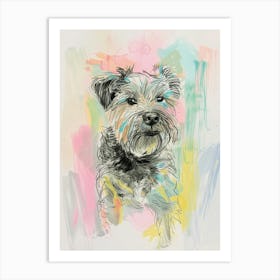 Norfolk Terrier Dog Gouache Line Illustration Art Print