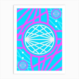 Geometric Glyph in White and Bubblegum Pink and Candy Blue n.0039 Art Print