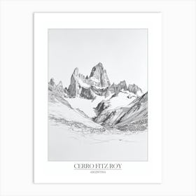 Cerro Fitz Roy Argentina Line Drawing 4 Poster Art Print