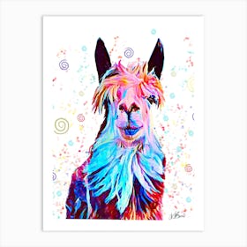 Colorful Llama Ernie Art Print