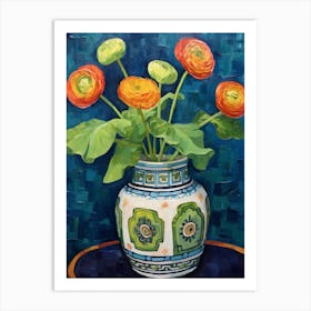 Flowers In A Vase Still Life Painting Ranunculus 1 Art Print