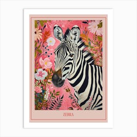 Floral Animal Painting Zebra 1 Poster Art Print