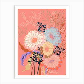 Springtime Daisies Peachy Pink Art Print