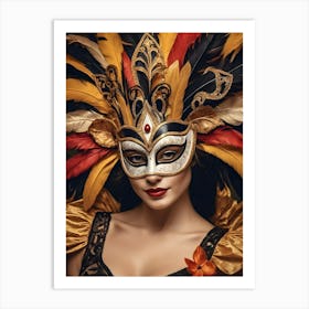 A Woman In A Carnival Mask (22) Art Print