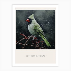 Ohara Koson Inspired Bird Painting Northern Cardinal 4 Poster Art Print