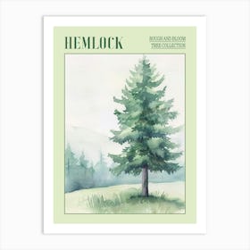 Hemlock Tree Atmospheric Watercolour Painting 1 Poster Art Print