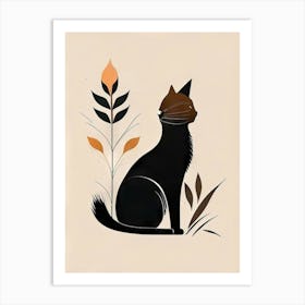 black cat mininalist portrait 3 Art Print