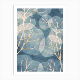 Leaves Cyanotype Vertical Art Print