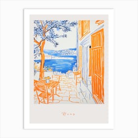 Hvar Croatia Orange Drawing Poster Art Print